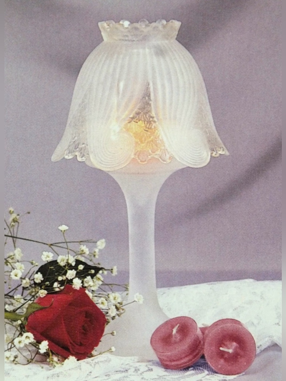 PartyLite Clairmont Fairy Lamp Satin Frosted Candle Holder Romantic Cottage 10" - Picture 2 of 7